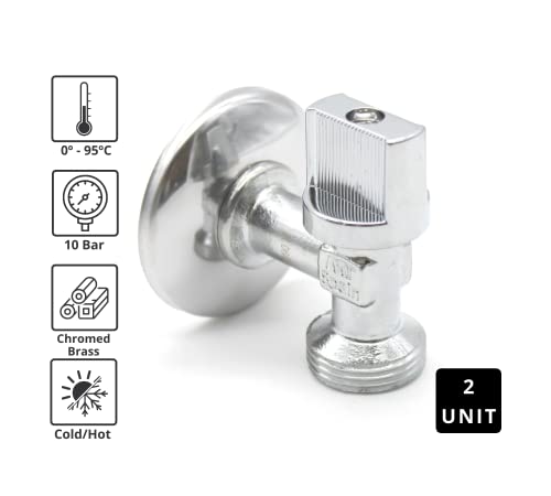 Miniatura 4 de Doja Barcelona Grifo Lavadora De Escuadra 1 2 X 3 4 M Pack 2 Llave Escuadra Laton Cromado Llave Salida Agua Grifo Universal Valvula Llave De Paso Lavadora, Cisterna, Grifo Lavabo