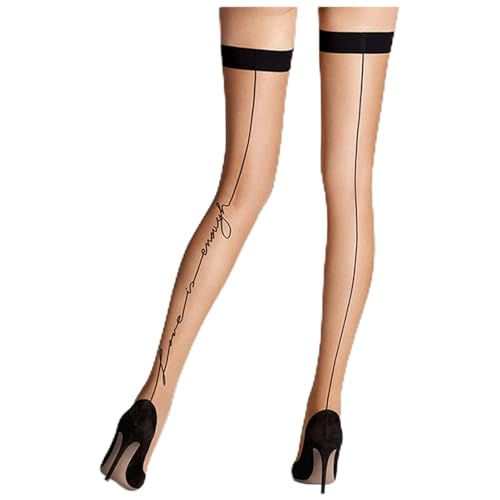 PiurUf Overknees Strümpfe Damen Mode Frauen über Knie Socken Oberschenkel Hohe sexy Liebesbrief Tattoo Prinzessin Knie Hohe lange Strücke Halterlose Strümpfe (Size : Skin)