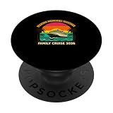 Family Cruise 2026 Retro Sunset Ocean Ship Vacation PopSockets Adhesive PopGrip