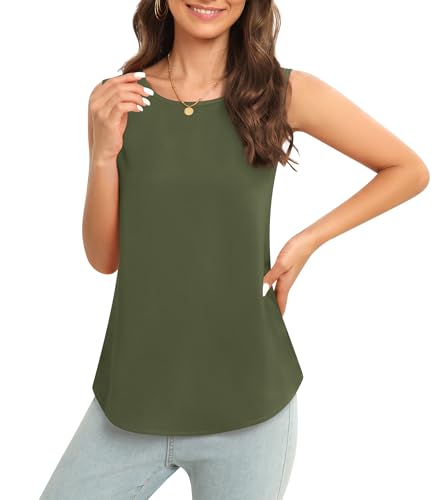 Image of Women's Sleeveless Chiffon Tank Top Business Casual Blouse Tunic Top