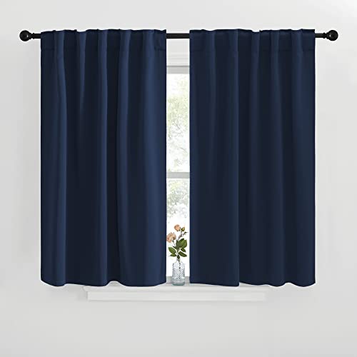 NICETOWN Blackout Curtains Window Drapes - (Navy Blue Color) 42 inches W by 40 inches L, Set of 2, Blackout Curtain Panels for Boy's Nursery