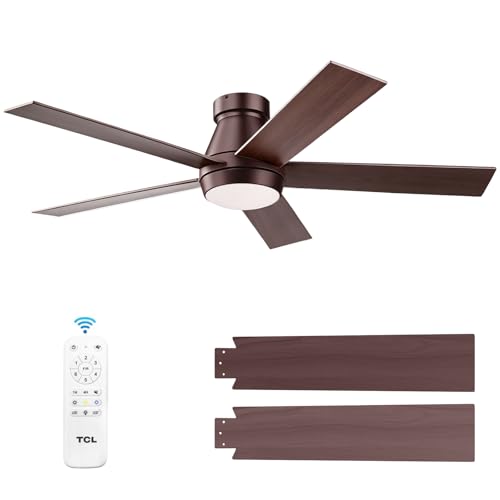 Image of TCL 52 inch Bronze Flush Mount Ceiling Fan with Light & Remote