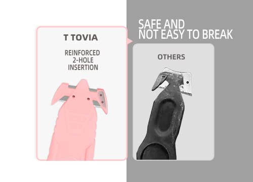 Image of Safety Box Cutter, T TOVIA Sharp Durable Stainless Steel Concealed Blade Package Opener with Tape Splitter for Cartons, Cardboard, Wrap, Straps, Film (10 Pcs - Pink)