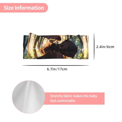 Newborn, Baby, Toddler Hair Accessories, Brown bear in the forest Bow Hair Accessories, Kids Elastic Bow Headband 0-6 Months3