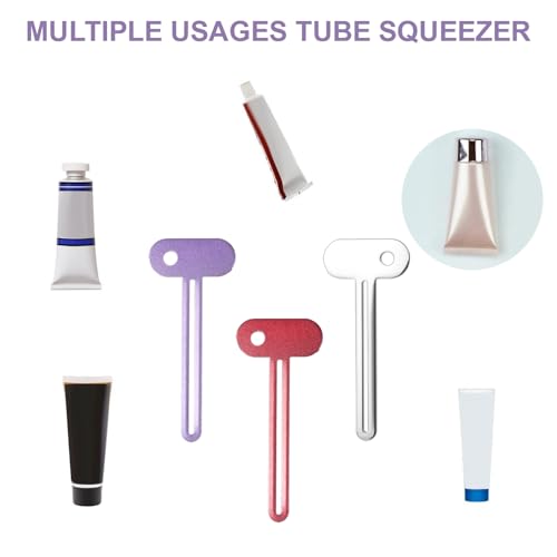 Tubenquetscher Edelstahl Tubenausdrücker Tubenaufroller Tubenpresse Toothpaste Squeezer Tubendreher Tube Squeezer Zahnpasta Quetscher Tubenquetscher Metall für Kosmetik Schuhcreme Handcreme 6 Stück