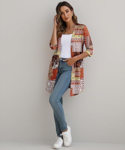 Image of YSYOKOW Lightweight Cardigans for Women 3 /4 Sleeve Long Open Front | Cardigan sweaters for women lightweight, summer cardigans for women lightweight, long cardigans for women trendy, dressy