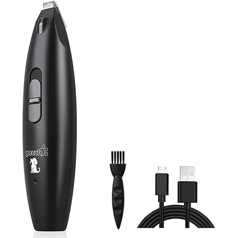 Pecute Pet Paw Clippers with LED Light, Professional Small Pet Trimmers 50DB Low Noise, 2 Speeds USB Rechargeable Electric Shaver Cordless for Dogs Cats Hair Around Face, Eyes, Ears, Rump, Pads(Black) Cover