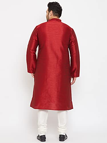 Image of VASTRAMAY Plus Size Men's Silk Blend Kurta Set-New Maroon