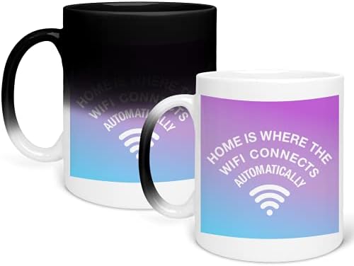 Home Is Where Wifi Is_P219 Color Changing Mug Magic Heat Coffee Mug – Funny Cup for Home Dorm Decoration Taza que cambia de color 325ml