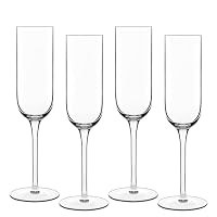 Luigi Bormioli Sublime Flute Glasses 4 Pieces Set, 210 ml, Clear, (Pack of 1)