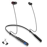 イヤホン Bluetooth【ネックバンド型・コード調整・40時間連続再生】ワイヤレスイヤホン ネックバンド 凸構造ボタン 首掛け ブルートゥースイヤホン CVC8.0ノイズキャンセリング Type-C急速充電 ハンズフリー通話 軽量 イヤフォン マグネット搭載 音量調節 Siri 音楽/WEB会議/ビジネス/通勤通学 技適認証済 日本語説明書（黒）