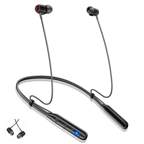 イヤホン Bluetooth【ネックバンド型・コード調整・40時間連続再生】ワイヤレスイヤホン ネックバンド 凸構造ボタン 首掛け ブルートゥースイヤホン CVC8.0ノイズキャンセリング Type-C急速充電 ハンズフリー通話 軽量 イヤフォン マグネット搭載 音量調節 Siri 音楽/WEB会議/ビジネス/通勤通学 技適認証済 日本語説明書（黒）