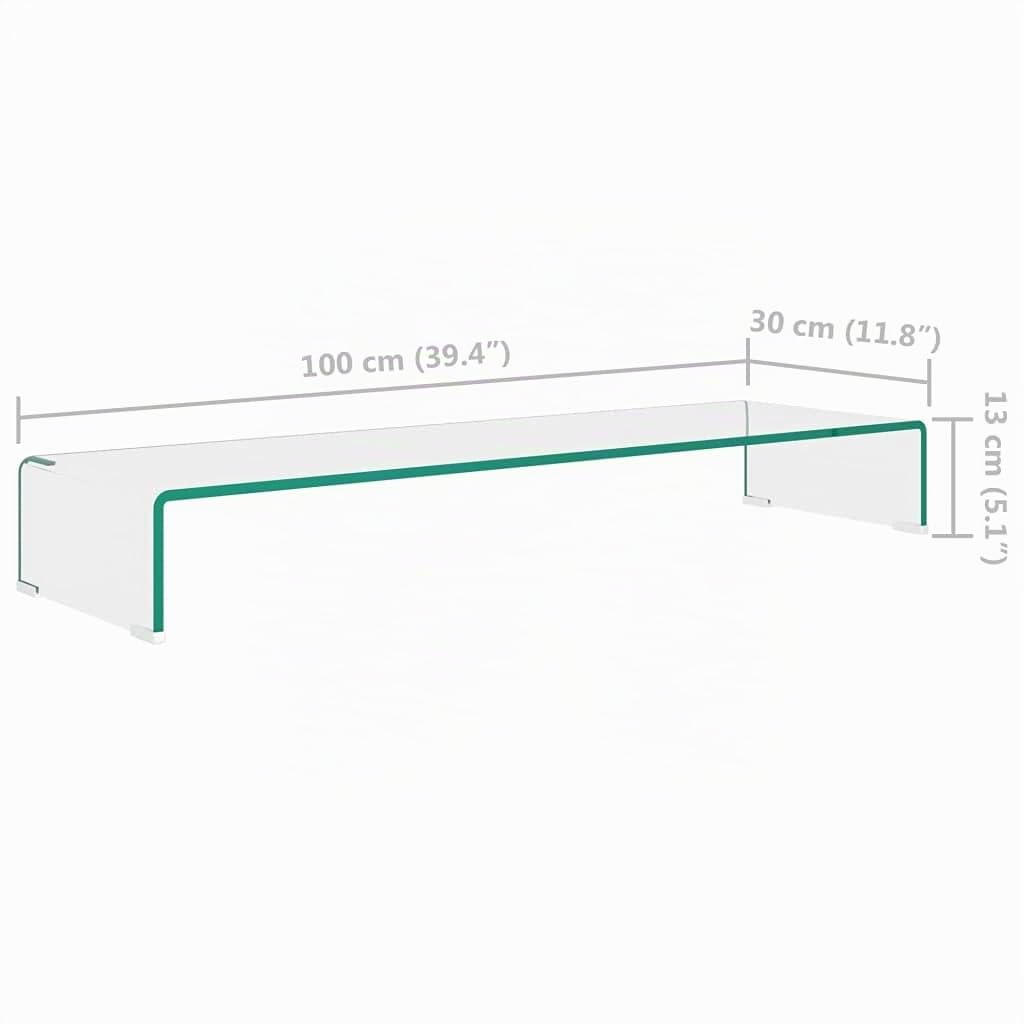 vidaXL Mobile Porta TV 100x30x13cm Trasparente Mobiletto Supporto Rialzo Vetro