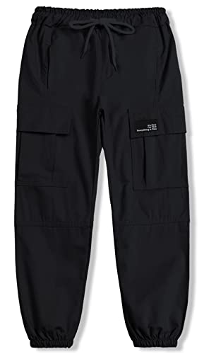 Cromoncent Girls Womens Cargo Pants Elastic Waist Lightweight Outdoor Jogger Pants Black 11-12 Years #TOP26