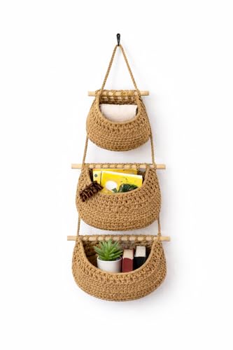Hanging Wall Basket (3-Tier) Organizer – Cotton Rope Wall Storage