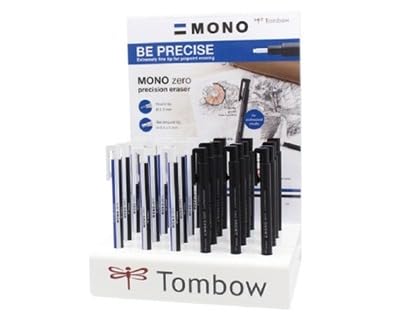 MONO ZERO Présentoir 24 gommes de précision (6 x EH-KUR, 6 x EH-KUS, 6 x EH-KUR11, 6 x EH-KUS11)