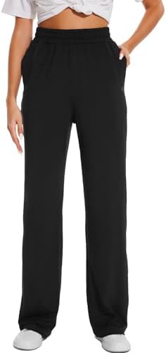 HOdo 32"/34"/36" Inseam Womens Tall Yoga Sweatpants Quick Dry Long Joggers Lounge Yoga Pants with Pockets-Black-34-M
