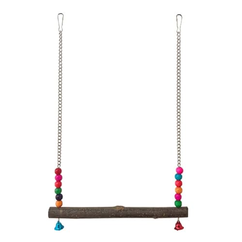 Bestvisse 鳥のブランコ カラフルなビーズ付き ブランコブリッジ 木製吊り下げ セキセイインコ トレーニングパーチ 鳥のケージの装飾用