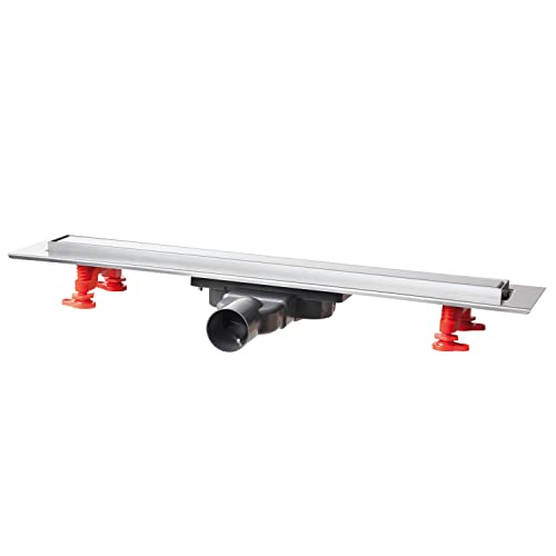 Wirquin 30723946 Caniveau douche à l'italienne Venisio Slim+ L.500 mm avec grille réversible en inox, chromé