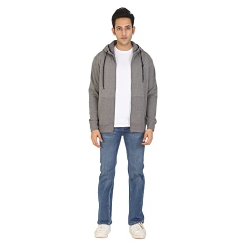 Image of D-GREEN Sweatshirt for Men Stylish Hoodie with Zipper and Full Sleeves Winter Wear