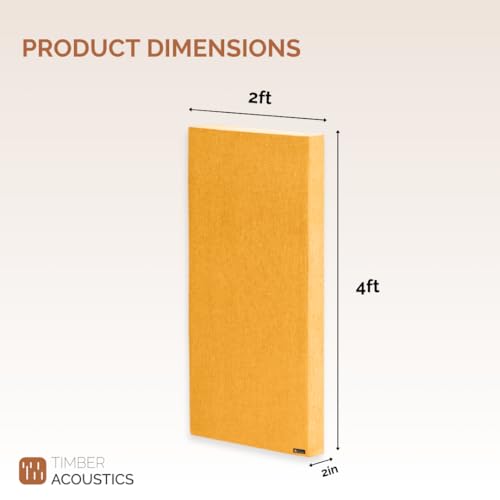 Image of Timber Acoustics | Sound Absorption Panels | Sound proofing for Room | Rockwool | Pine-wood | Room Acoustics & Soundproofing | Noise Absorber for Home |2' x 4' x 2 inch [SET OF 2] NRC > 0.90 (Yellow)