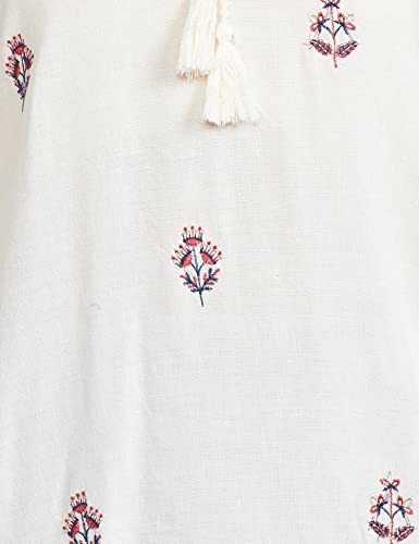 Image of Max Women's Regular Fit Embroidered Tie-Up Neck Raglan Sleeve Tunic