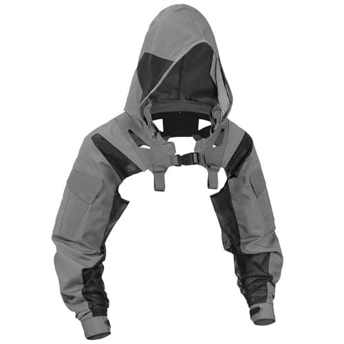 Chaqueta Táctica con Capucha y Manga Larga, Ligera, Transpirable y Cómoda para Airsoft, Caza y Acampada(Gray,L)
