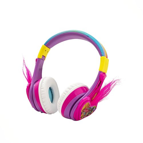 eKids Trolls Band Together Bluetooth Headphones for Kids, Wireless Headphones with Microphone Includes Aux Cord, Volume Reduced Kids Foldable Earphones for School, Home, or Travel