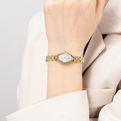 BERNY Gold Watches for Women Dainty Ladies Quartz Watch Vintage Copper Mirrors Shape Japanese Quartz Movement 3ATM Waterproof Fashion Female Wrist Watch Luxury Birthday Gifts - Image 6