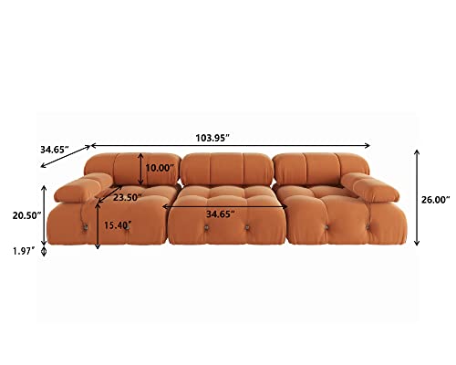 BOKIFOL-Sectional-Sofa-104-Modular-Sectional-Couch-Modern-Velvet-Sofa-3-Seater-Couch-for-Living-Room-ApartmentOrange