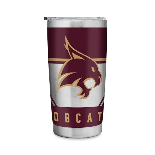 Rico Industries NCAA Texas State Bobcats 20oz Stainless Steel Tumbler with Lid - Great For Coffee, Tea, Water or Cocktails
