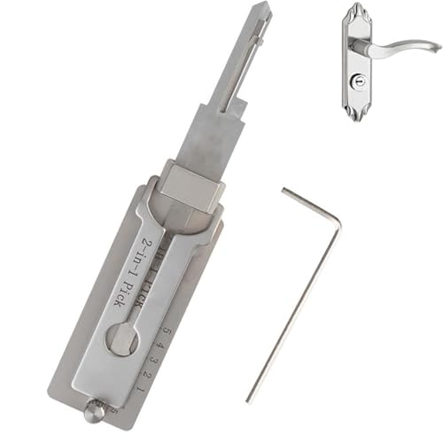 Decodificatore per chiavi master in acciaio inossidabile, kit di scassinamento, strumento di raccolta serrature, strumento di blocco decodificatore chiave, strumento 2 in 1 per grimaldello e