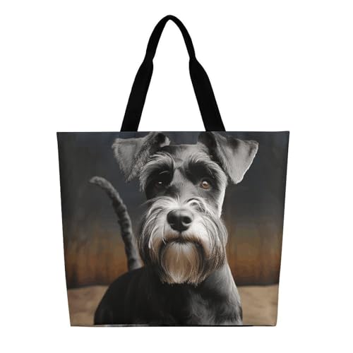 Animal Schnauzer Dog Large Grocery Tote Bag Women Fashion Handbag Duty Reusable Shoulder Bag for Travel Vacation Shopping Beach Bags3