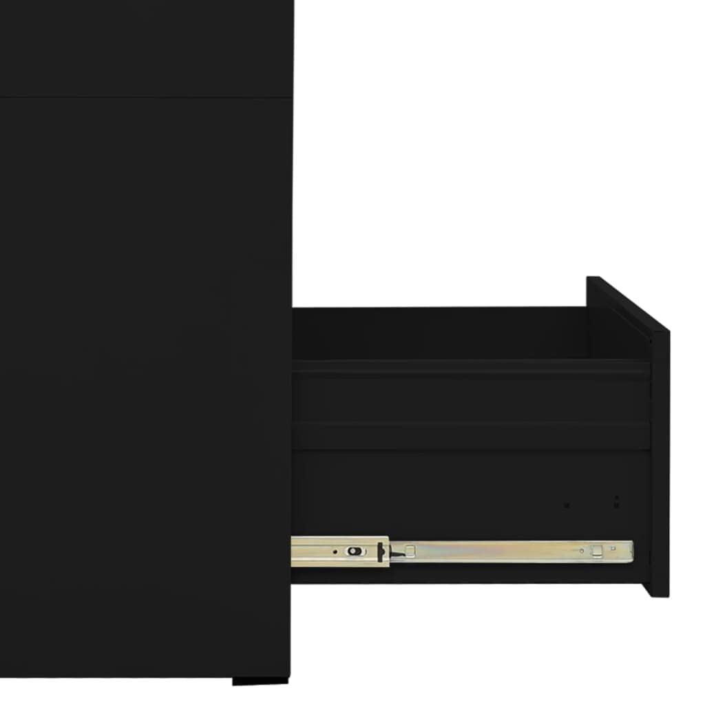 Armadietto in acciaio nero, 46 x 62 x 72,5 cm, con 2 cassetti e serratura, 3 cassetti con cuscinetti a sfera per documenti legali A4, armadio da ufficio per ufficio, studio, home office