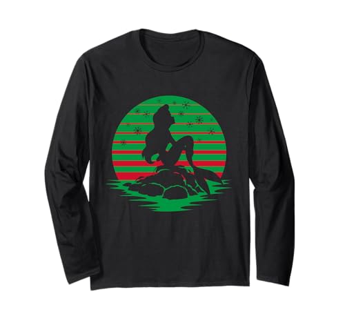 T-shirt Ariel Disney Princess manches longues haut de Noël rouge et vert pour femme