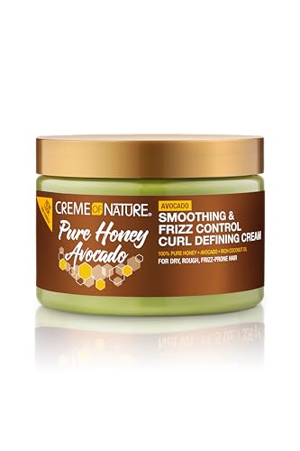 Creme of Nature, Pure Honey Hair Food Aguacate, crema de peinado con aceite de aguacate y miel, define y nutre los rizos, cuidado del cabello rizado y encrespado, sin aclarado, 326ml