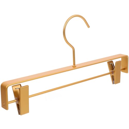 CALLARON Perchas Metálicas para Pantalones con Clip Fuerte de Aluminio, Color Dorado, Organizador de Armario Ahorra Espacio para Faldas y Pantalones, Resistente y Práctica para Ropa Pesada