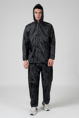 Image of TAGAS Men's Raincoat ||Waterproof for Bike ||Reversible Double Layer with Hood || Set of Top and Bottom With Cap rain Wear