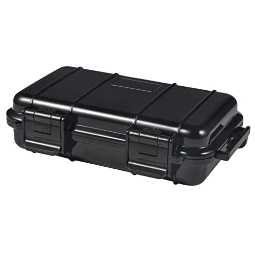 Yuecoom Dry Storage Box, Shockproof Waterproof Box with 2 U?Shape Buckle, Plastic Storage Container for Cameras, Phones, Camping, Fishing, Hiking(Large-Black)