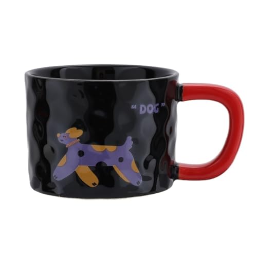 コーヒーカップ、 Retro Ceramic Coffee Mug Large Capacity Couple Cups, Office & Makeup Use(Black)