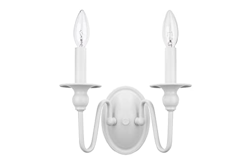 Aspen Creative 62710-03-2, 2 Lights Indoor Wall Fixture, 10-1/4" W x 7-3/8" H x 5-1/8" E, Matte White Finish, Bulb Not Included by Aspen Creative - Image 4