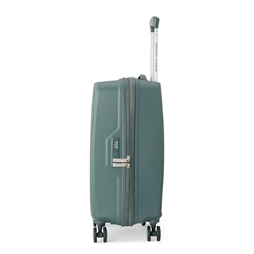 Image of American Tourister Qubiz | Cabin Trolley Bag (55 cm) | 360 8 Wheel Travel Luggage | Hard Case Polypropylene Suitcase | Recessed Combination Lock | Green