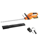 Outsunny 20 Zoll Akku-Heckenschere, 18 V elektrische Heckenschere mit 51 cm Dual-Action-Klinge, 2000 mAh Akku und Ladegerät, rutschfester Griff für Gartenäste, Sträucher, Zweige, Orange