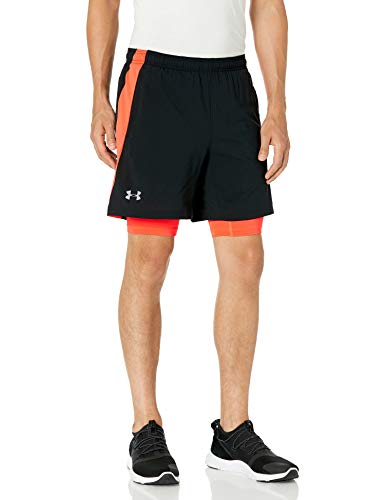 Under Armour Men's Launch Stretch Woven 2-in-1 Shorts , Black (003)/Reflective , Medium