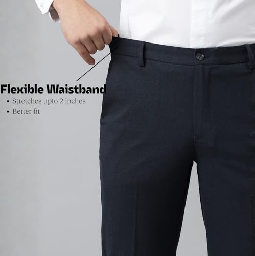 Image of SUBTRACT Slim-Fit Stretchable Lycra Formal Pants for Men with Flexible Waistband | Stylish Men's Wear Trousers for Office or Party |Dress Trouser Pant