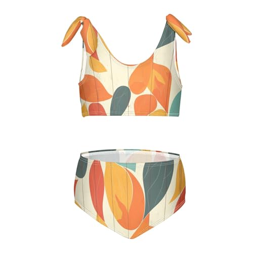 KLL Autumn Leaf on Old White Wooden Girl Two Piece Bikini Set Quick-Dry Swimsuits Swimming Suits Adjustable Shoulder Strap