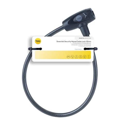 Yale Fahrradschloss als Kabelschloss (Kabel: Ø10mm) mit Schlüssel - YCK0/10/60/2-240mm - Stahlgeflecht - 2 Schlüssel inklusive - Salzsprühnebeltest bis 96 Stunden - Vielseitige Schließoptionen