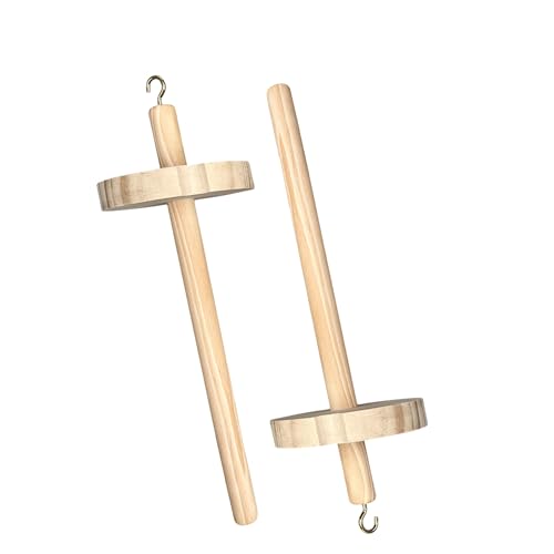 image for KNEWMART 2 Pieces DIY Drop Spindle Top Wheel Yarn Spinner Hand Cranked