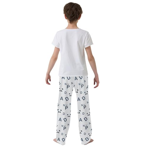 ZZXXB Panda Alphabet Boys Long Pants Soft Trousers Elastic Waist Kids Lounge Bottoms with Pockets S-XL3