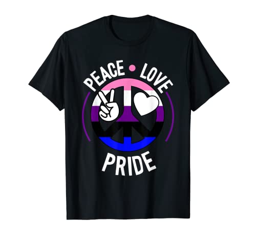 Peace Love Pride LGBT-Q Cool Genderfluid Bandera Color Aliado Camiseta